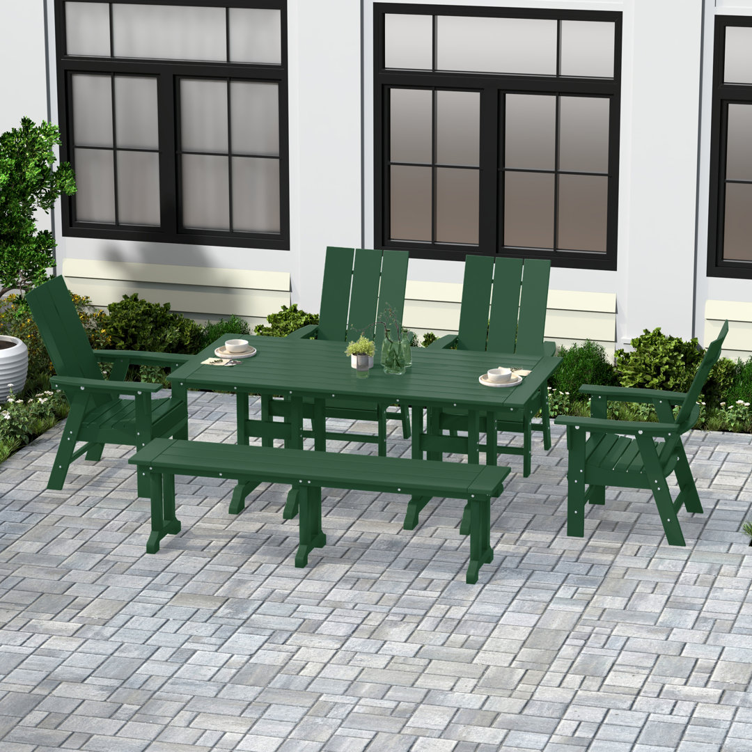 Aleera 6 - Person Patio Dining Set with Rectangular Table Lark Manor™ 