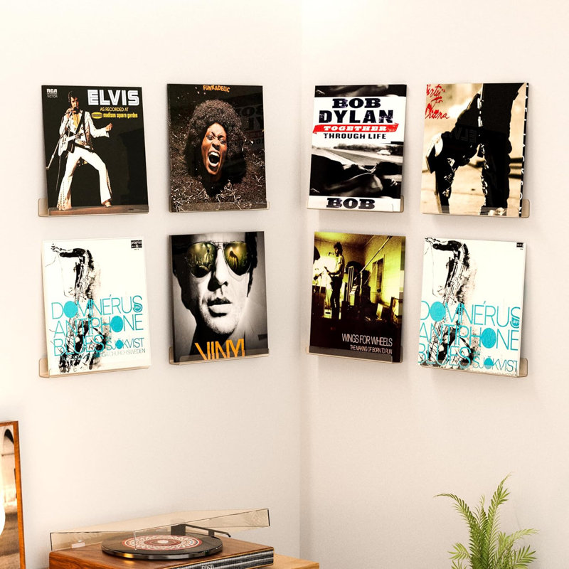 8 Pack Clear Acrylic Vinyl Record Wall Mount Shelves, Floating Display Holder For Album Storage, Books, Magazines, Pictures, Durable Wall Decor For Home And Office