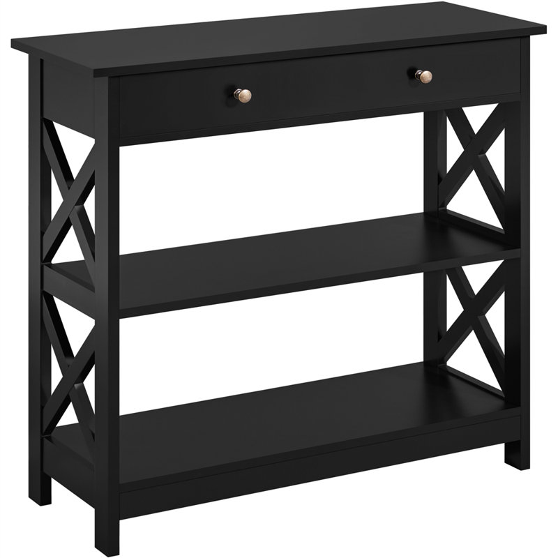 3-Tier Console Table, 80 cm H x 30 cm W x 80 cm L, Black