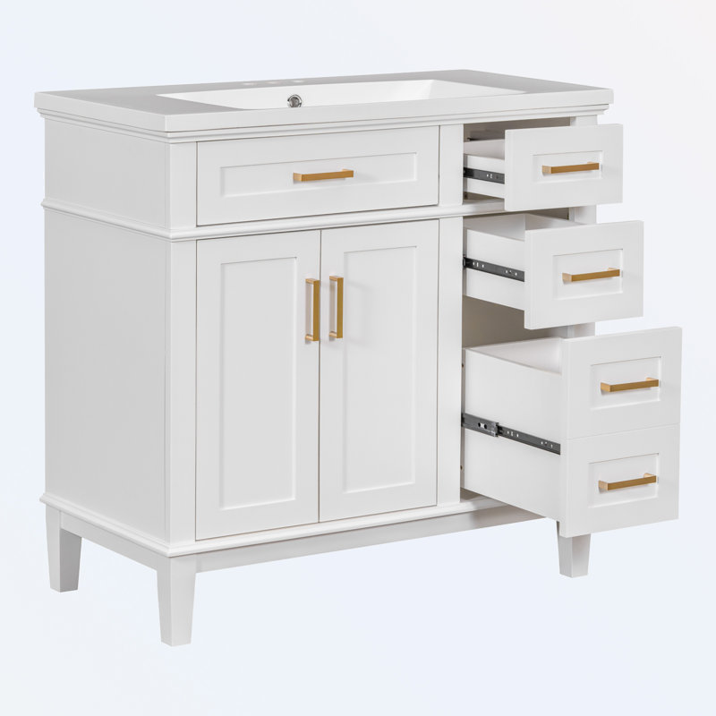 Armoire de salle de bain autoportante, Blanc