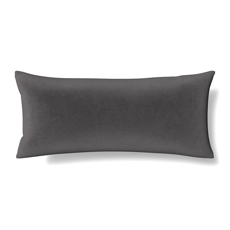 Modern Velvet Box Pillow, 16"H x 36"W, Charcoal
