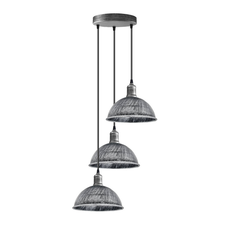 Mikaia 3 - Light Brushed Silver Cluster Pendant, Yes