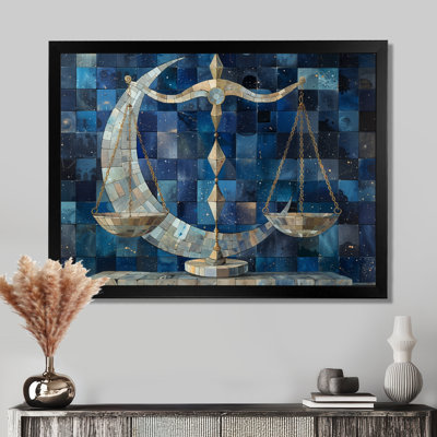Bleu, bleu, astrologie, balance de la justice, balance, astronomie, art mural, salon