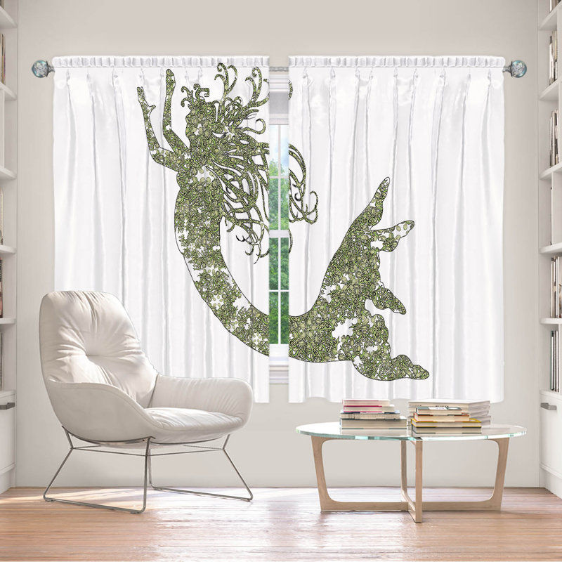 Paire de rideaux obscurcissant en polyester Rossy, L 40 po x L 52 po, Vert/blanc