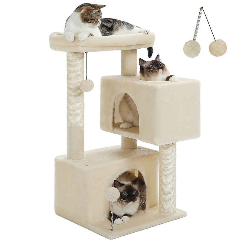 Arbre à chat, Beige, H 31,5 po x l 15,3 po x L 15,3 po