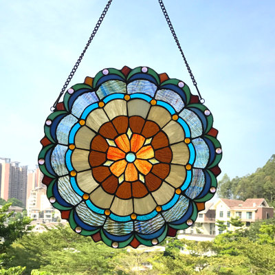 Panneau de fenêtre en verre tiffany floral
