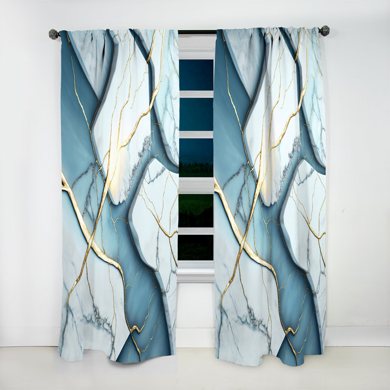 Caius - Abstract Geode White II - Modern Velvet Curtain - Room Darkening - 1 panel, 52" W x 90" L