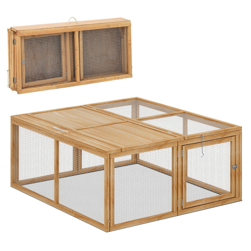 Cage à poulailler pliable en bois Leithow, Brun