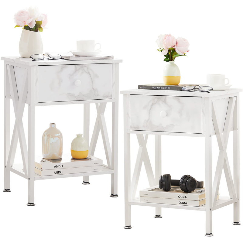 Ensemble de 2 tables de chevet Modern White - écologique, fonctionnel et facile à assembler