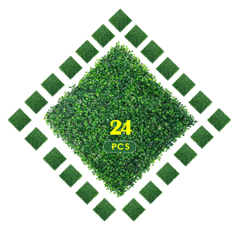 24 Pcs 10"x10" Premium Artificial Boxwood Hedge Wall Panels, 10"x 10"
