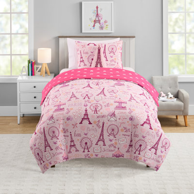 Olivia & Finn Paris 3-Piece Reversible Kids Comforter Set, Twin