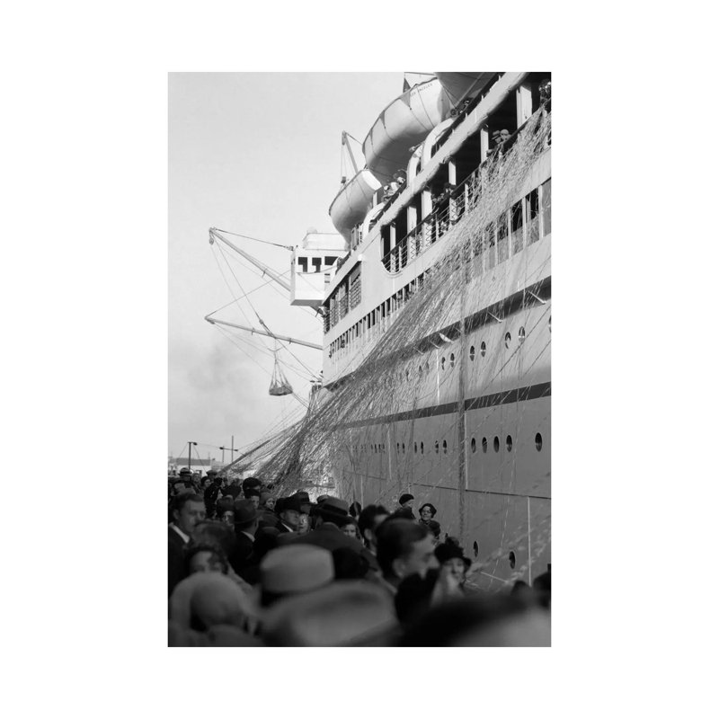 1930s Crowd Of People On Pier Wishing Bon Voyage To Sailing Traveling Passengers On Ocean Liner Cruise Ship - Wrapped Canvas Print