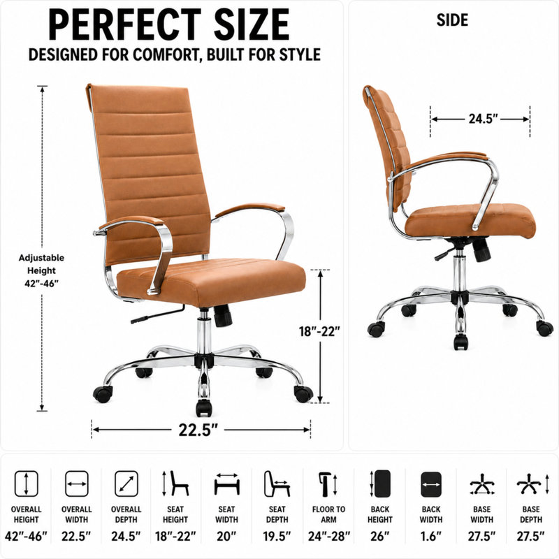 Fauteuil de direction en cuir Mulkey, Brun