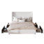 Upholstered Corduroy Bed with 4 Storage Drawers, Queen Size Platform Bed with Wingback Headboard, White-1401923082-1401923089