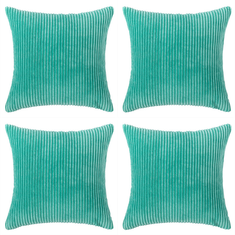 Striped Cotton Blend Reversible Pillow Cover, Beige, 18" x 18"