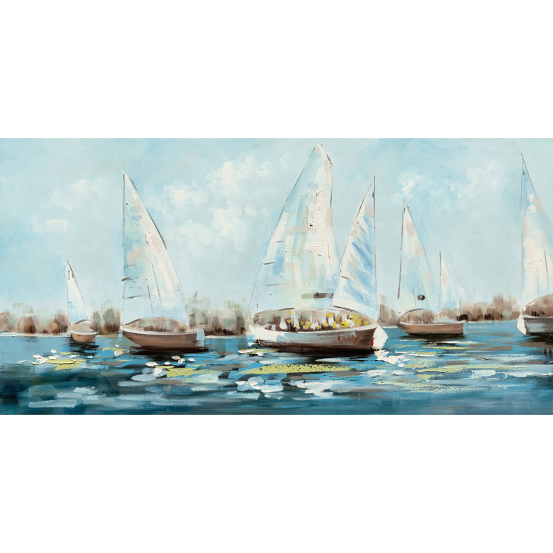«Lakeside Regatta», art mural sur toile tendue, H 24 po x l 48 po