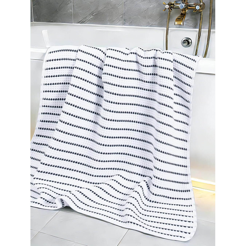 Bath Towel, White/Black