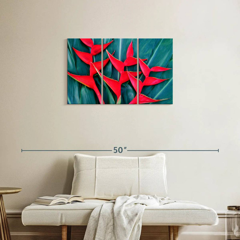 Harnek Bright Red Heliconia, 20" H x 33" W