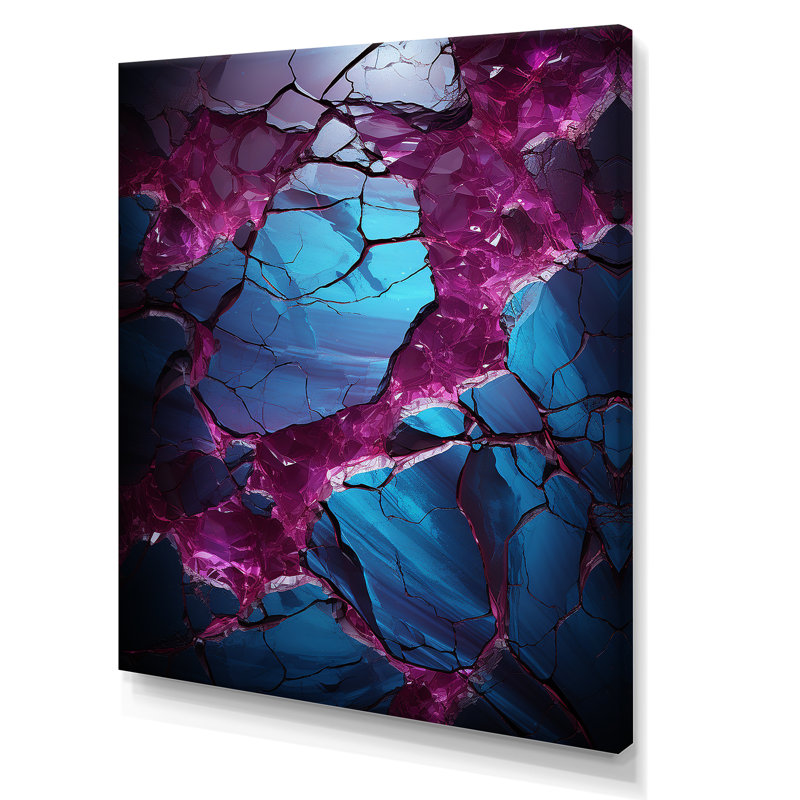 Bleu et mauve sans soudure Marble River III - décoration murale abstraite, Toile tendue, H 32 po x l 16 po x P 1 po