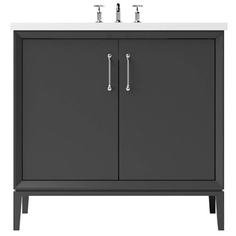 Alexandra Single Bath Vanity, Polished Chrome, 36", Off Black