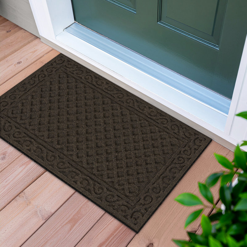 Apache Mills Textures Iron Lattice Non Slip Weather and Stain Resistant Entrance Doormat, 18" W x 30" L, Brown