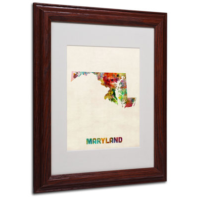 « maryland map » par michael thompsett, impression encadrée
