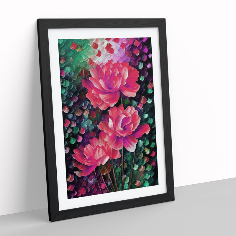 Selection Of Flowers No.1 - Single Picture Frame Painting, 64cm H x 46cm W x 2cm D, Black