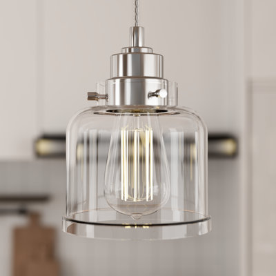 Juliann 1-Light Modern Dimmable Single Bell Pendant Light with Clear Glass Shade
