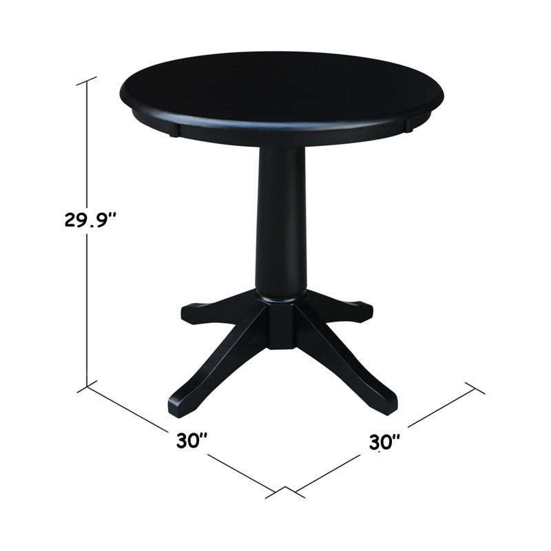 Imilia Solid Wood Pedestal Dining Table, Black, 29.9" H x 30" L x 30" W