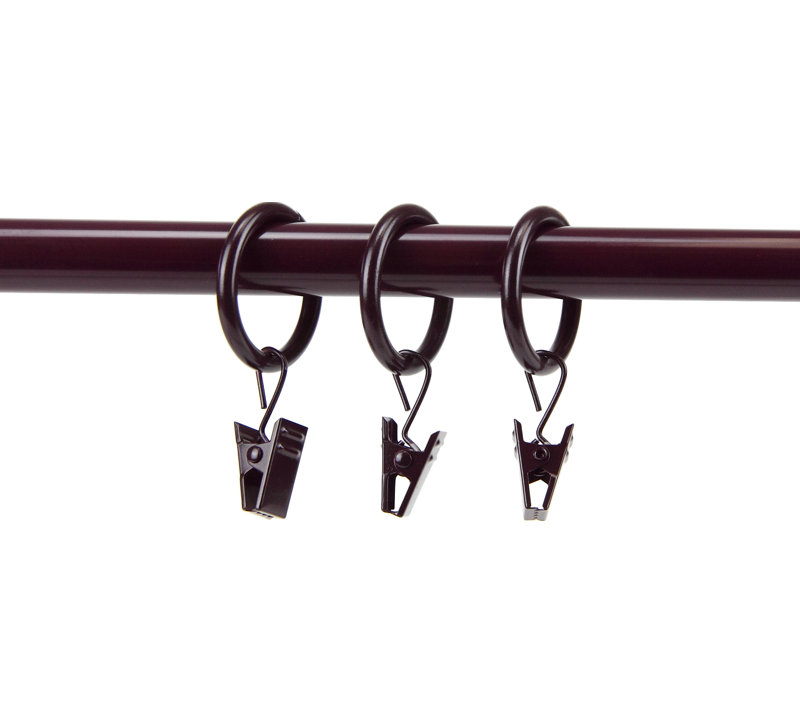 Steel Curtain Rings, 1" Diameter, Mahogany