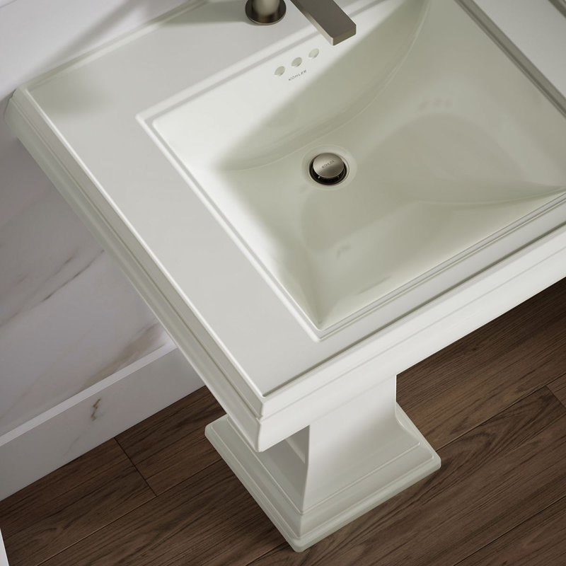 Memoirs Rectangular Pedestal Bathroom Sink with Overflow, Dune, Single Hole Faucet