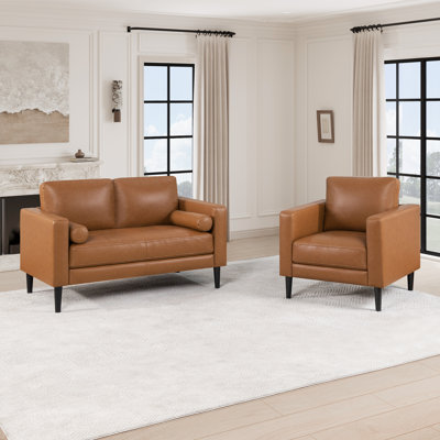 2 Piece Air Leather Living room Loveseat & Chair Combo