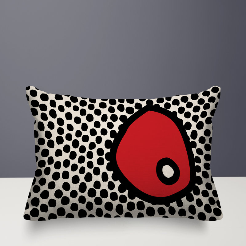 Coussin lombaire réversible intérieur / extérieur Jai Abstract, H 18 po x l 25 po, Rouge