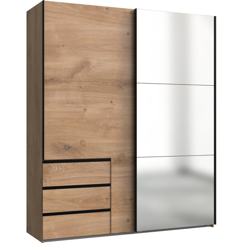 Guardino 2 Door Wardrobe, 236cm H x 200cm W x 65cm D, Plank Oak
