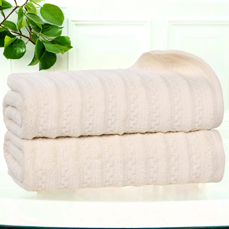 Zuma Zero Twist Cotton Medium Weight Soft Absorbent Bath Towels, Ivory