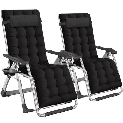 2 Pack Zero Gravity Chair,Adjustable Reclining Lounge Chair with Cushion, Headrest, Cup Holder