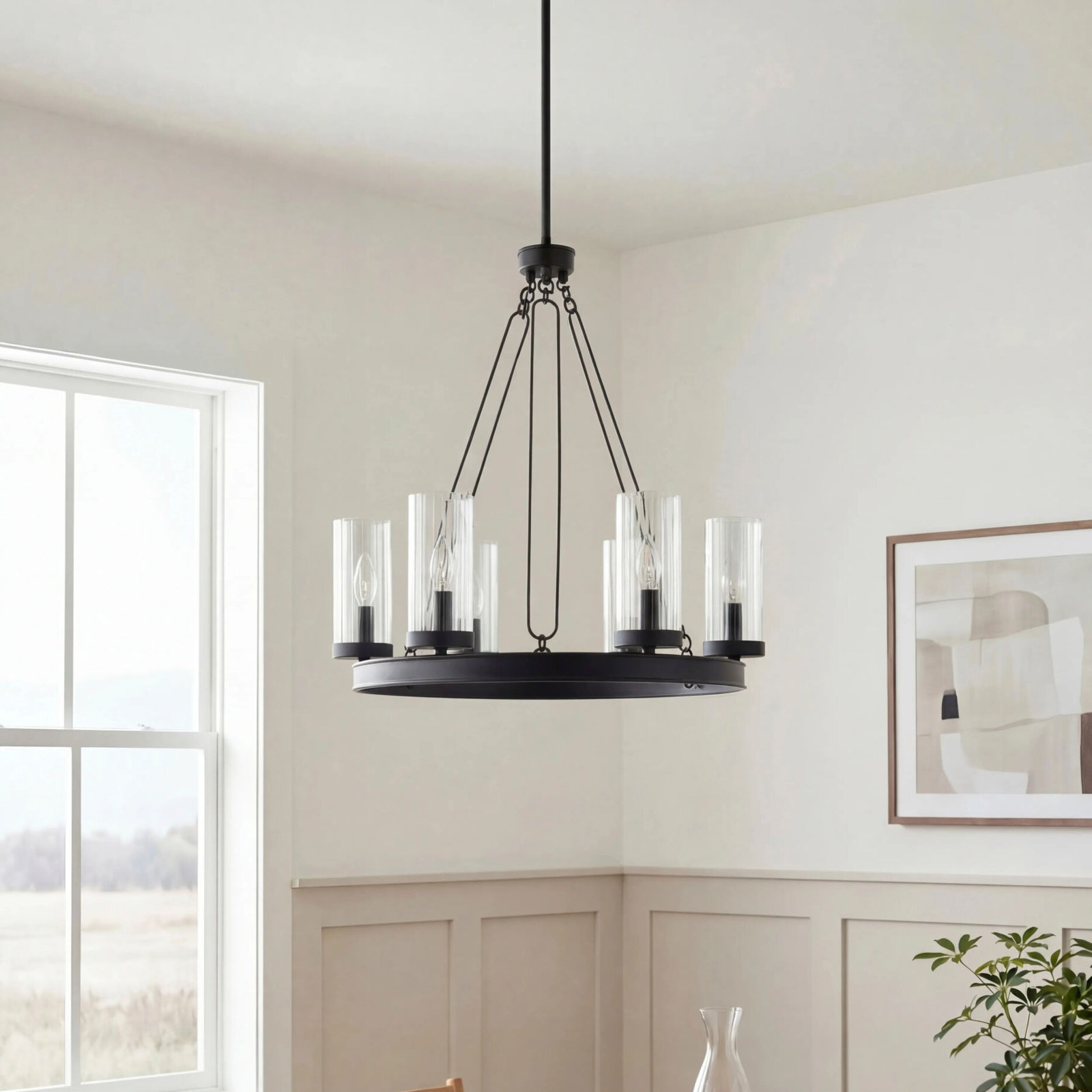 Iron 6-Light Chandelier, Matte Black