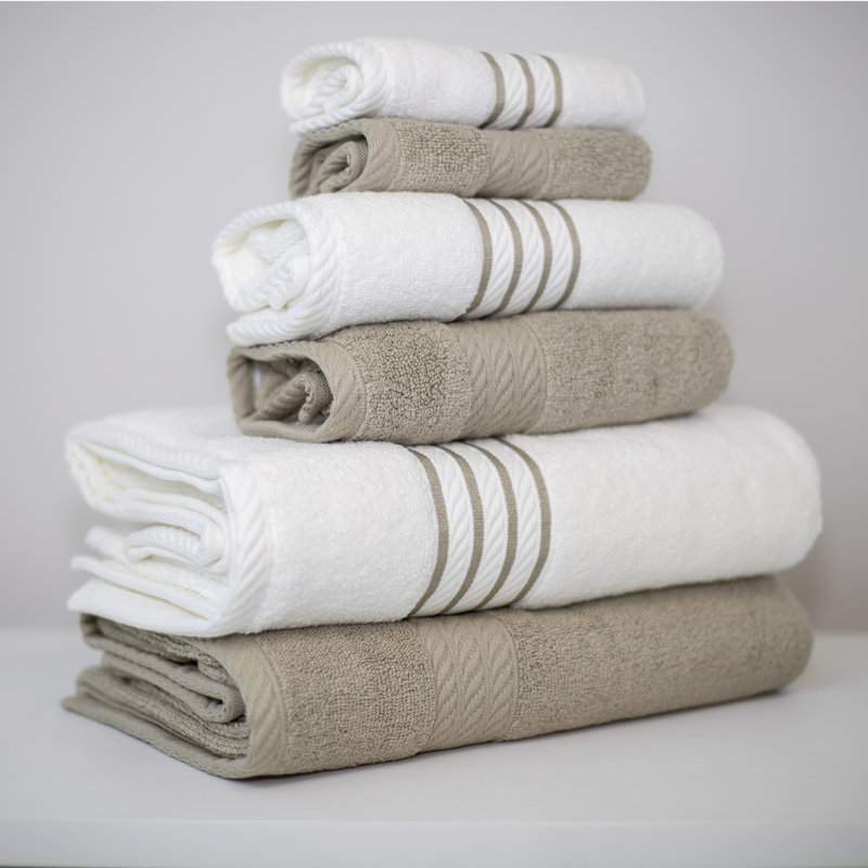 Ensemble de serviettes 6 pièces 100 % coton , Taupe