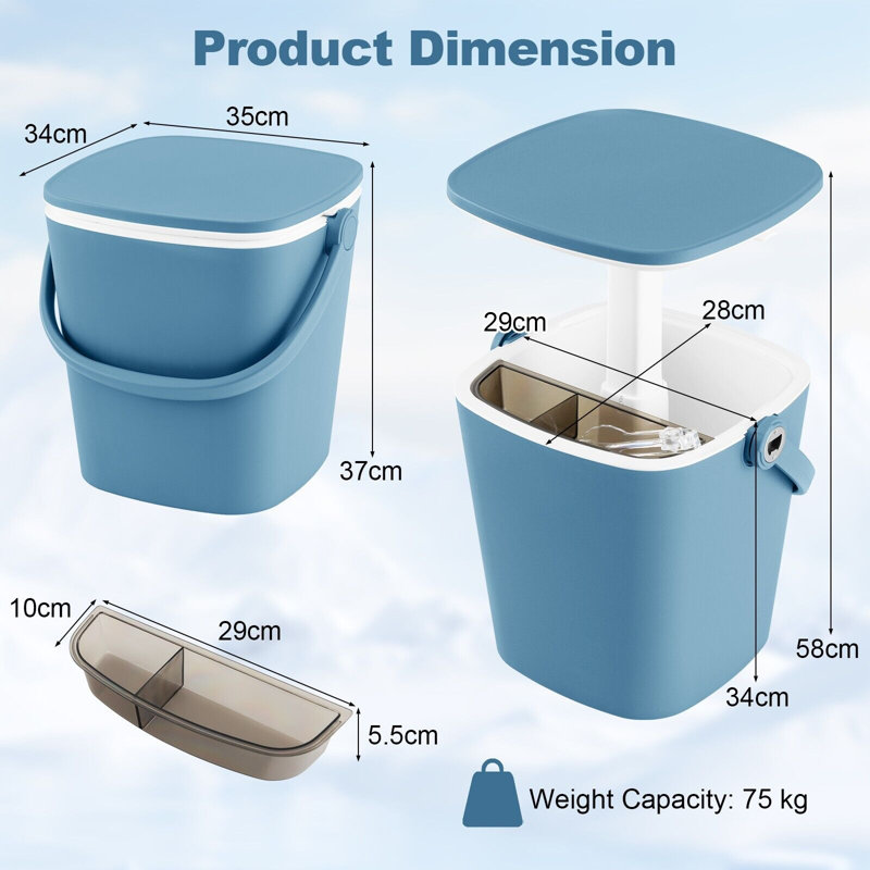 Baljinder Rectangular 35cm L Outdoor Side Table, Blue