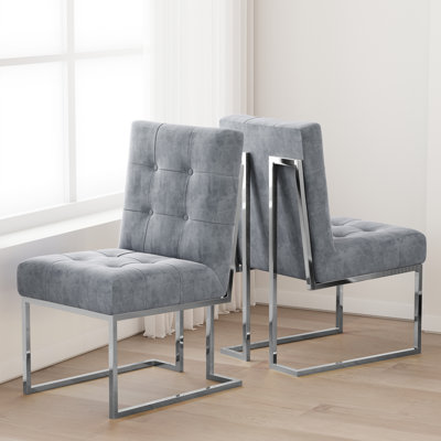 Kushma Tufted Velvet Upholstered Back Side Chair Dining Chair (Set of 2)
