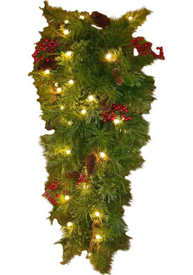 All Weather Lighted Holiday Teardrop Swag