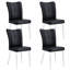 De 4 chaises modernes, cuir synthétique noir avec rembourrage, pieds en métal, conception ergonomique pour la chambre à coucher, le salon, le restaurant, le processus d'installation - repas minimaliste