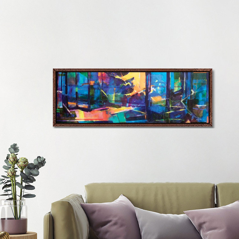 Mile End Autumn by Doug Eaton - Panoramic Painting on Canvas, 121.92 cm H x 40.64 cm W, Classic Brown Wood Framed
