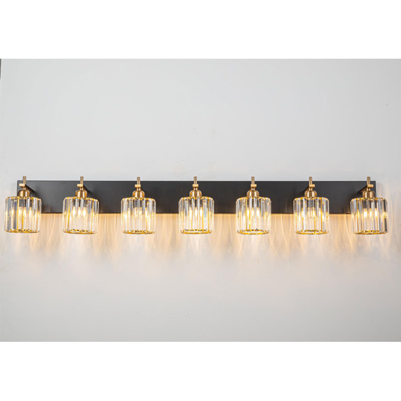Corless Dimmable Vanity Light, Matte Black/Gold, 7
