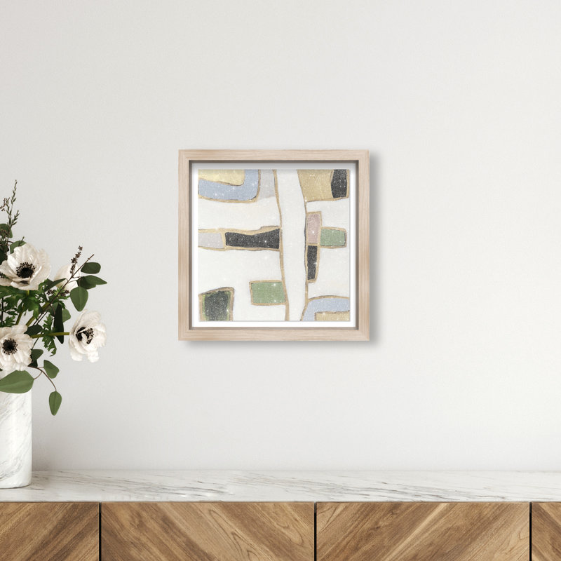 A Night With Klimt II Shadowbox Abstract Print by Oliver Gal, Black Frame, 12 x 12, 13.5"H x 13.5"W, Natural Oak Frame