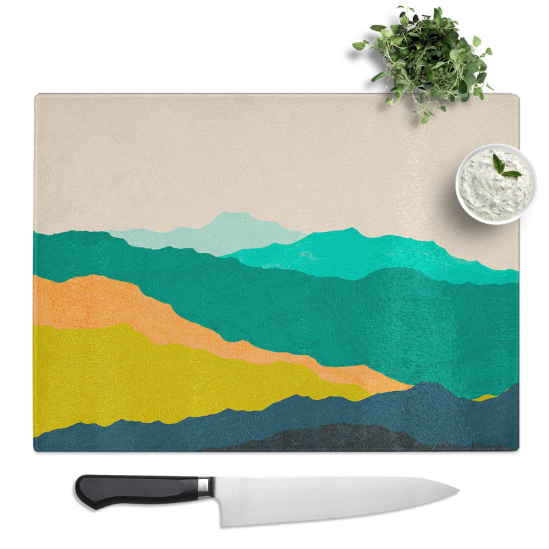 Nordic Minimalist Landscape No.1  Glass Chopping Board