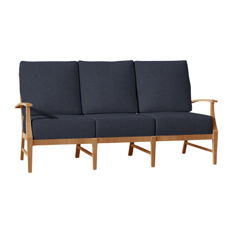 Croquet Teak Sofa - Natural Teak, Natural Teak, No Welt, Linen Navy