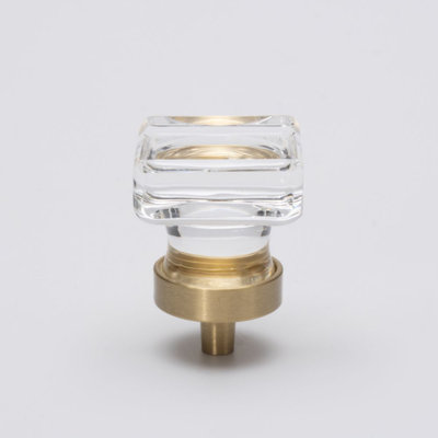 1" Square Clear Glass Knob