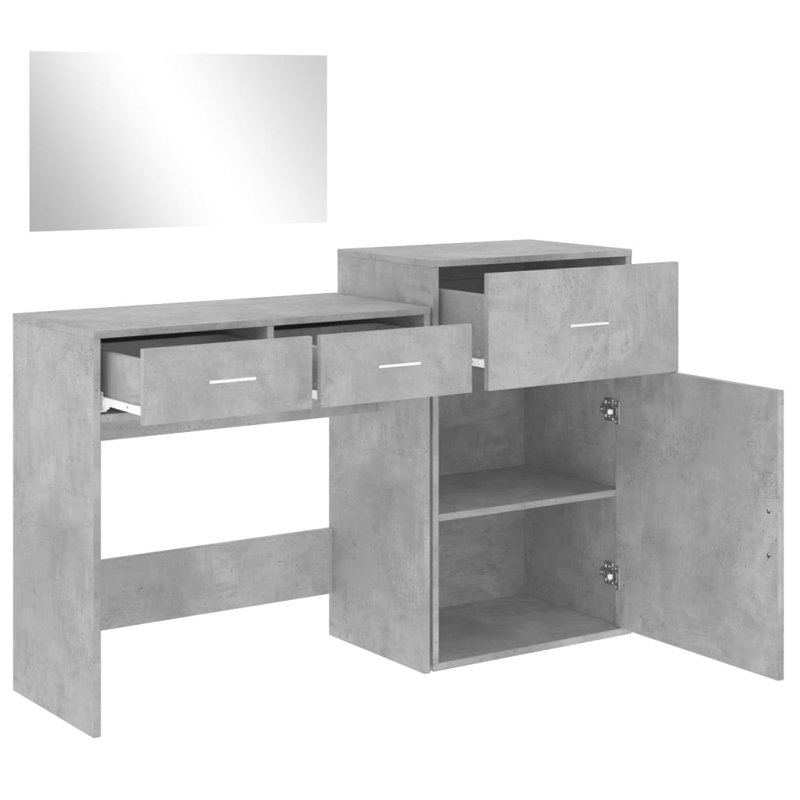 Dressing Table with Mirror, Concrete Grey