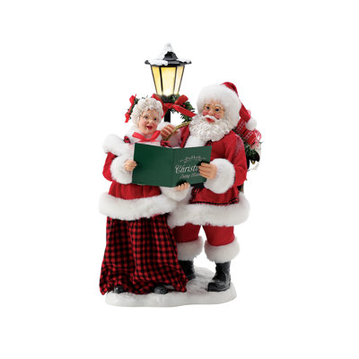 Possible Dreams Christmas Traditions Santa and Mrs. Claus Merry Carolers Light Up Musical Figurine 13.5 Inch